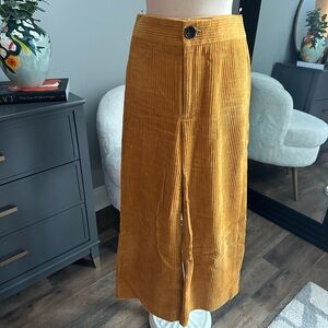 Zara Mustard Gold Corduroy wide leg trousers